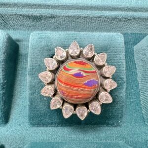 COPY - 925 Sterling Silver Ring with Rainbow Malachite and High Quality CZ!